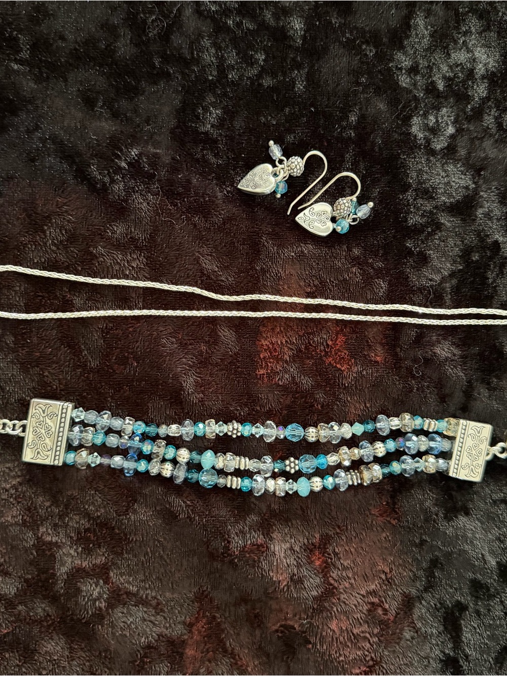 Brighton Silver-Tone Blue Crystal Necklace and Bracelet and earring Set - Picture 10 of 10